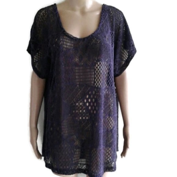 Maria Gabriel Tops - Purple crochet blouse